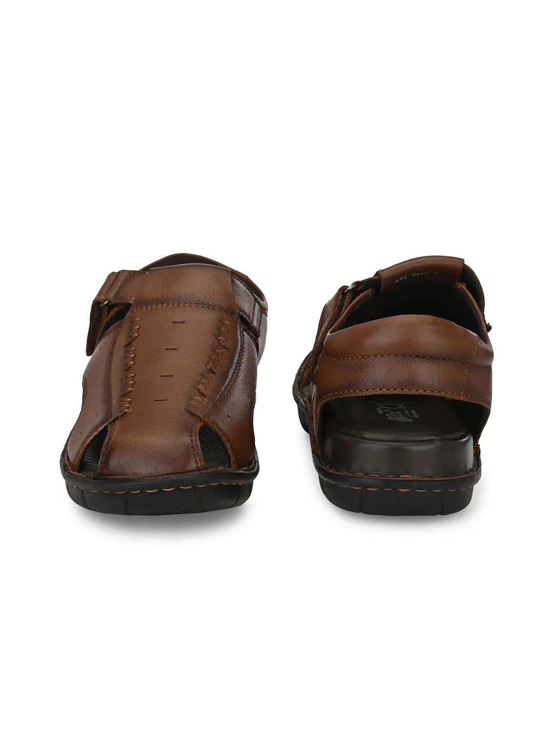 HITZ9602 Men's Tan Leather Casual Velcro Sandals