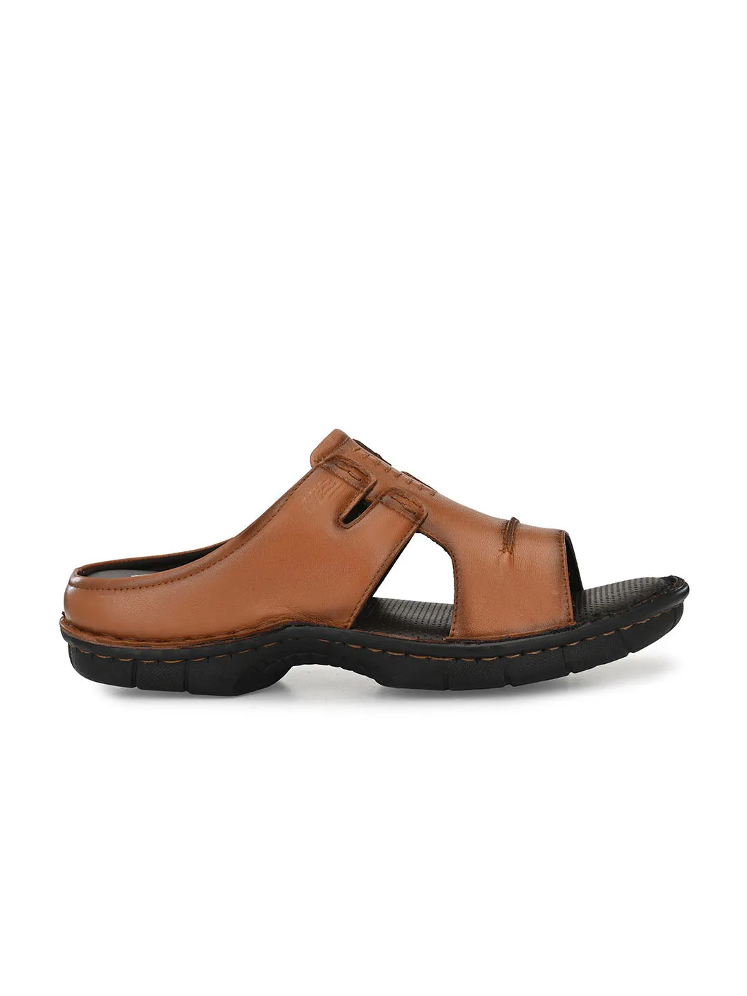 HITZ9612 Men's Tan Leather Casual Open Slipper