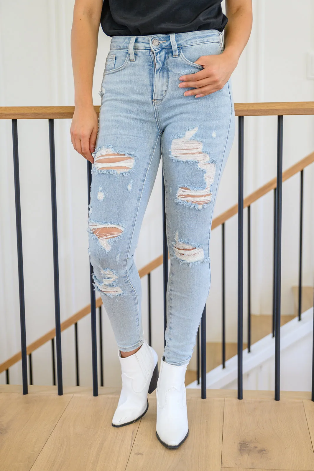 Judy Blue No Limits Destroyed Tummy Control Skinny Jeans