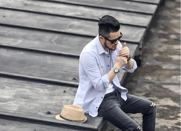 Men's Spring Long Sleeved Oxford Shirt