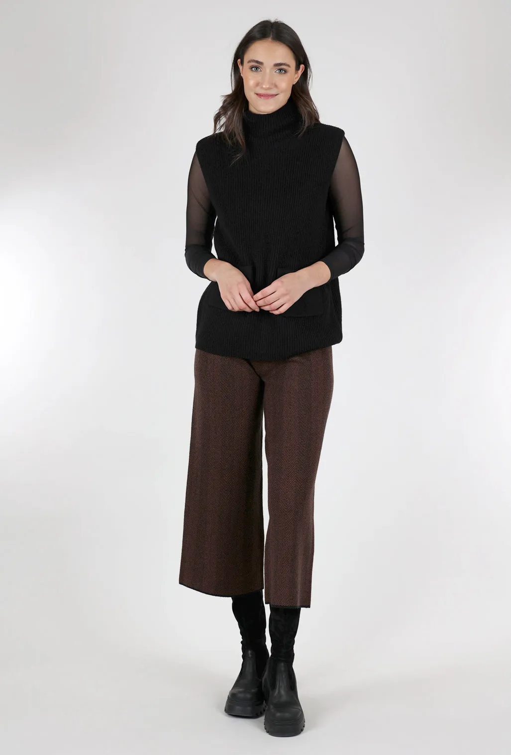 Turtleneck Pocket Vest, Black